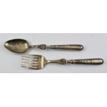 WILLIAM ELEY & WILLIAM FEARN A PAIR OF GEORGE III SILVER SERVERS, comprising fork and spoon,