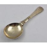 AN 18TH CENTURY DUTCH WHITE METAL SPOON, having chased floral design to handle, engraved to the back