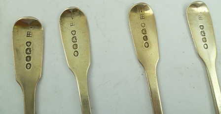 WILLIAM BATEMAN II A PAIR OF GEORGE IV SILVER "FIDDLE" PATTERN TABLESPOONS, London 1828, - Image 3 of 4
