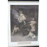 AFTER ARTHUR J ELSLEY 'Pick-a-back' sepia print, 59cm x 44cm, in ebonized glazed frame