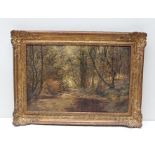 JOHN HENDERSON (1860-1924) "Woodland Stream", an Oil on canvas, signed, see "T. & R. Annan & Sons