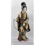 A 20TH CENTURY JAPANESE SATSUMA CERAMIC BIJIN FIGURE with polychrome painted and gilded