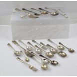 A QUANTITY OF MISCELLANEOUS SILVER AND WHITE METAL FLATWARE, comprising approximately 23 pieces