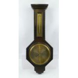T. PICKETT LTD., PORTSMOUTH & SOUTHSEA A 20TH CENTURY OAK ANEROID BAROMETER THERMOMETER, having