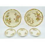 A PAIR OF ROYAL WORCESTER BLUSH PORCELAIN CABINET PLATES, each moulded as a flower head, hand gilded