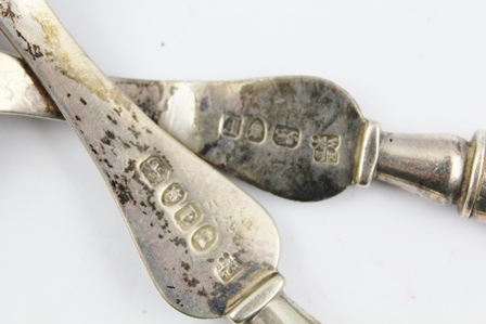 WILLIAM ELEY & WILLIAM FEARN A PAIR OF GEORGE III SILVER SERVERS, comprising fork and spoon, - Image 3 of 3