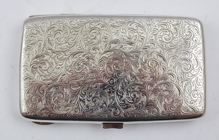 F*** B*** A GEORGE V RECTANGULAR SILVER CIGARETTE CASE, the exterior front and back all over - Image 2 of 4