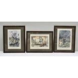 "MR. BRIGGS AND HIS DOINGS", three hand coloured Engravings of humorous fishing scenes, 26cm x 34cm,