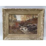 J. MORRIS HENDERSON (1864-1936) RSA "Highland Burn in Autumn", an Oil on canvas, signed, see "T. &