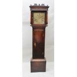 JOS. JOHNSON OF DUDLEY A CIRCA 1800 OAK LONGCASE CLOCK, the 30-hour movement striking on one bell,