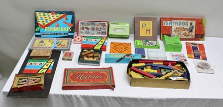 A COLLECTION OF VINTAGE BOARD GAMES including Picture Loto, Subbuteo, Flying Hats, Careers, P Plus
