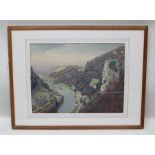 HUGH MELVILLE CROWTHER "At Symonds Yat" an aerial view of the River Wye, Pastel drawing, signed