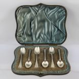 JOHN ROUND & SONS A SET OF SIX SILVER COFFEE SPOONS each having bright cut floral decorated