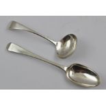 RICHARD CROSSLEY A GEORGE III SILVER TABLE SPOON, monogrammed, London 1782, together with a SILVER