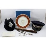 A POLICEMAN'S CAREER COLLECTION, includes his first constables helmet, 'Shropshire Constabulary',