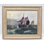 LATE 19TH CENTURY BRITISH SCHOOL "Sailing Boats off the Coast", an Oil on canvas, 39cm x 50cm in