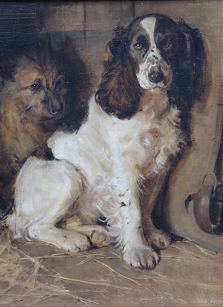 SAMUEL FULTON "Spaniel and Terrier" Oil painting on canvas, signed Sam Fulton (see D & M Davis - Image 2 of 6
