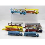 TWO EARLY ISSUE MATCHBOX DIE-CAST CAR TRANSPORTERS with Bedford Truck cabs, two Matchbox Superking