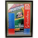 A FORMULA 1 BRITISH GRAND PRIX WORLD CHAMPIONSHIP 1992 FRAMED POSTER signed by Martin Brundle,