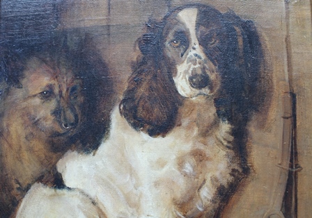 SAMUEL FULTON "Spaniel and Terrier" Oil painting on canvas, signed Sam Fulton (see D & M Davis - Image 4 of 6