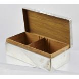 AN EARLY 20TH CENTURY SILVER CIGARETTE BOX of plain form, cedar lined, un-inscribed, 18cm x 9cm x