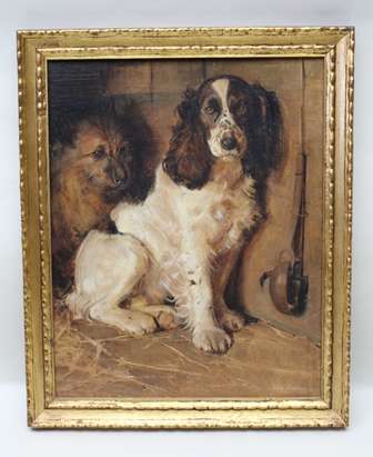 SAMUEL FULTON "Spaniel and Terrier" Oil painting on canvas, signed Sam Fulton (see D & M Davis