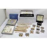 A QUANTITY OF COSTUME JEWELLERY to include "Christian Dior" in original packaging, necklaces,