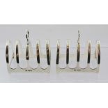 EDWARD VINER & CO A PAIR OF SILVER FOUR SLICE FLAT WIRE TOAST RACKS each of navette form with