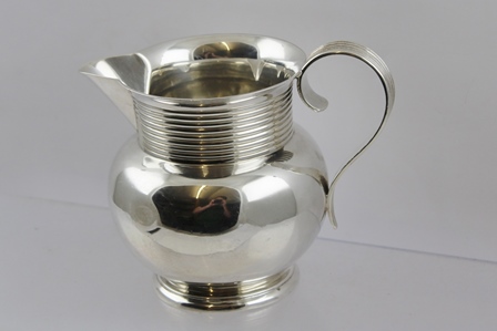 WILLIAM AITKIN A SILVER JUG having ringed neck and reeded flat wire handle, on plain globular body - Image 2 of 3