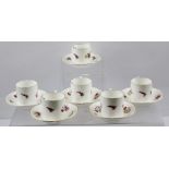 AN EARLY 20TH CENTURY ROYAL WORCESTER PORCELAIN PART COFFEE SET, comprising six coffee cans and