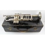 A BOOSEY & CO. LTD. "SILBRON" SILVER PLATED CLASS A TRUMPET, 1918, with engraved bell and numbered