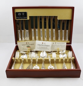 AN "ARTHUR PRICE" 60-PIECE "DUBARRY" PATTERN CANTEEN OF SILVER PLATED CUTLERY, comprising eight