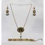 A CZECHOSLOVAKIAN SUITE comprising; necklace mounted with porcelain plaques, matching bracelet and