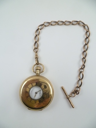 AN EARLY 20TH CENTURY 9CT GOLD CASED HALF HUNTER POCKET WATCH A Dennison watch case fitted a 17 - Image 2 of 9