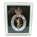 A "ROYAL CORPS OF SIGNALS" FOILED CREST, 24cm x 19cm in silvered frame