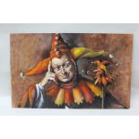 R A PALMER 'Jester', acrylic painting on artist's board, signed and bears red wax seal, (see