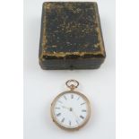 A LATE VICTORIAN 9CT GOLD CASED LADY'S FOB WATCH decoratively engraved, hallmarked Birmingham