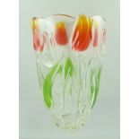 A WALTHER-GLAS MOULDED GLASS VASE with tulip decoration in the Art Nouveau style, label to base,