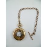 AN EARLY 20TH CENTURY 9CT GOLD CASED HALF HUNTER POCKET WATCH A Dennison watch case fitted a 17