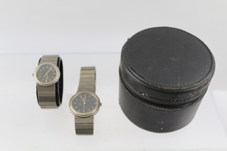 A PAIR OF "PORSCHE" DESIGN TITANIUM WRIST WATCHES, one lady's, one gentleman's, each having black - Image 2 of 9