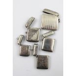 A COLLECTION OF FIVE HALLMARKED SILVER VESTA CASES, includes plain and chased, overall weight 116g.