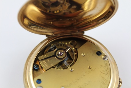 J.W. BENSON LTD. OF LUDGATE HILL, LONDON A 9CT GOLD HALF HUNTER CASED POCKET WATCH, having white - Image 9 of 9