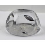 A FACETED GLASS PAPERWEIGHT engraved spider in web decoration