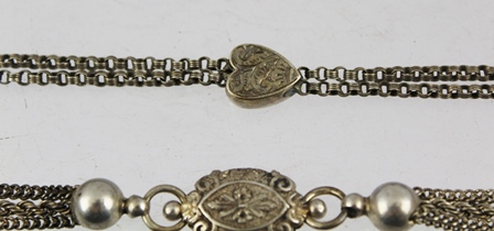 TWO VICTORIAN SILVER ALBERTINE WATCH CHAINS - Image 2 of 5