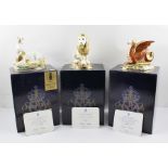 THREE ROYAL CROWN DERBY PAPERWEIGHTS, part of the Heraldic Collection, includes the Lion, Wyvern and