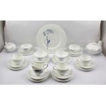 VILLEROY & BOCH A "BLUE MEADOW" PATTERN BONE CHINA PART TEA SET, comprising teapot, sugar bowl, milk