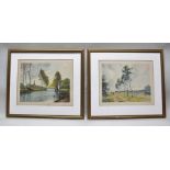 AFTER LECOMTE Rural landscapes, a pair of colour Prints, signed in pencil, 37cm x 47cm mounted in