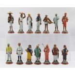 A COLLECTION OF FOURTEEN LATE 19TH CENTURY PAINTED PLASTER FIGURES OF INDIAN CHARACTERS, with