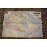 A LARGE FOLD OUT LINEN BACKED MAP OF "THE DOMINION OF CANADA 1905" issued by direction of Hon. Frank