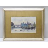 SOPHIE D'OUSELEY MEREDITH "Venice" with gondolas and classical buildings, Watercolour, signed,